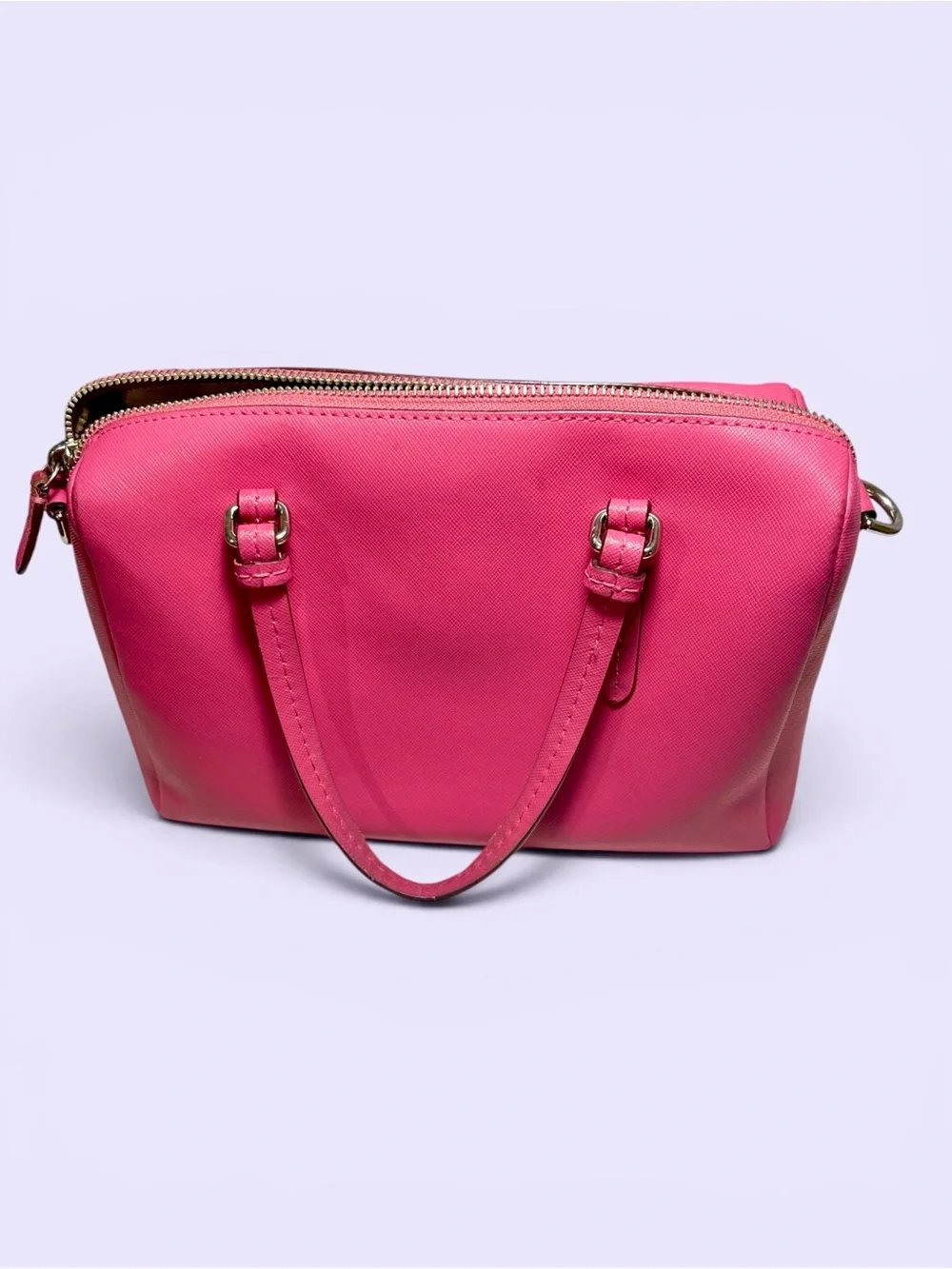 COACH Hot Pink Leather Satchel with Crossbody Strap